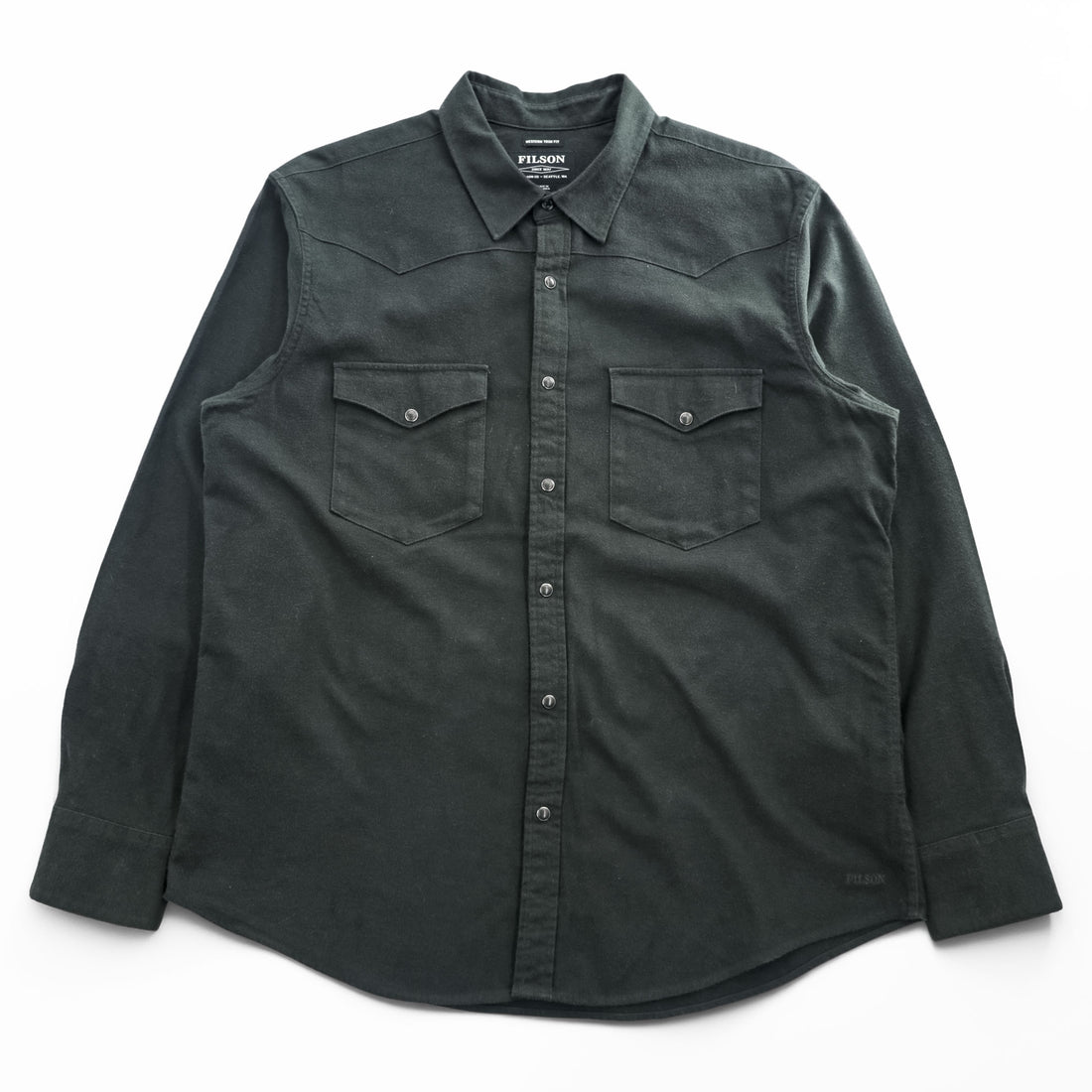 FILSON Long-Sleeve Western Shirt, Size XL, Khaki, Western Trim Fit, Snap Buttons
