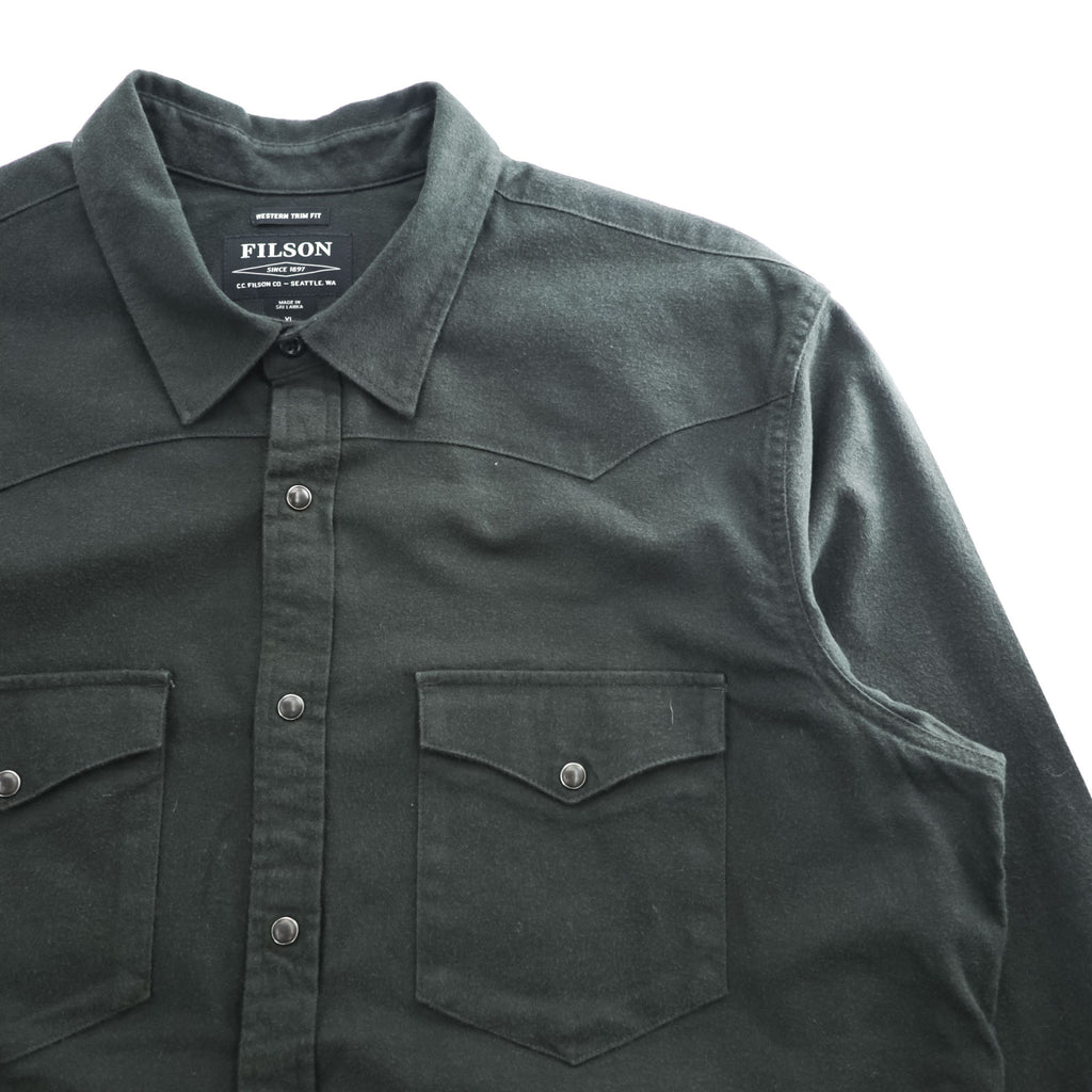 FILSON 長袖 ウエスタンシャツ XL カーキ WESTERN TRIM FIT スナップボタン 胸ポケット