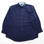 NAUTICA 90年代 ヴィンテージ 長袖 ボタンダウンシャツ XL ネイビー 胸ポケット ジャマイカ製