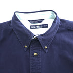 NAUTICA 90年代 ヴィンテージ 長袖 ボタンダウンシャツ XL ネイビー 胸ポケット ジャマイカ製
