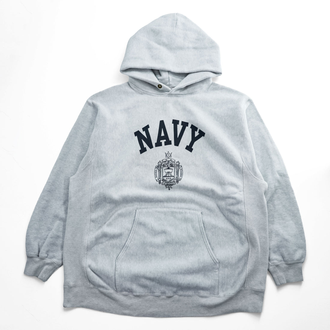 BUZZ RICKSON'S Japan Made Reverse Weave Pullover Hoodie L Gray BEAMS Exclusive US NAVY Arch Logo BR69085BM