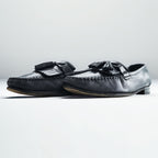 Salvatore Ferragamo Italian-made Tassel Fringe Leather Loafers Slip-on US9 Black UR20699