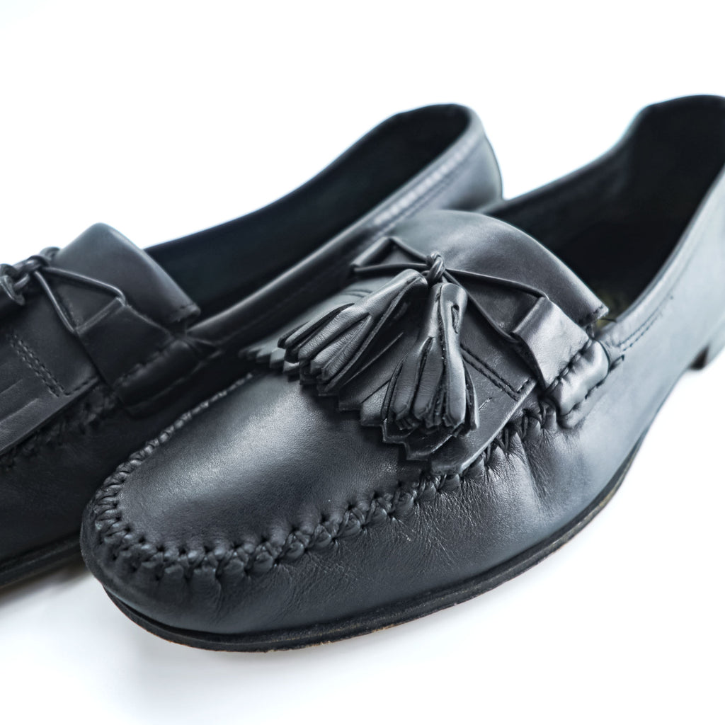 Salvatore Ferragamo Italian-made Tassel Fringe Leather Loafers Slip-on US9 Black UR20699