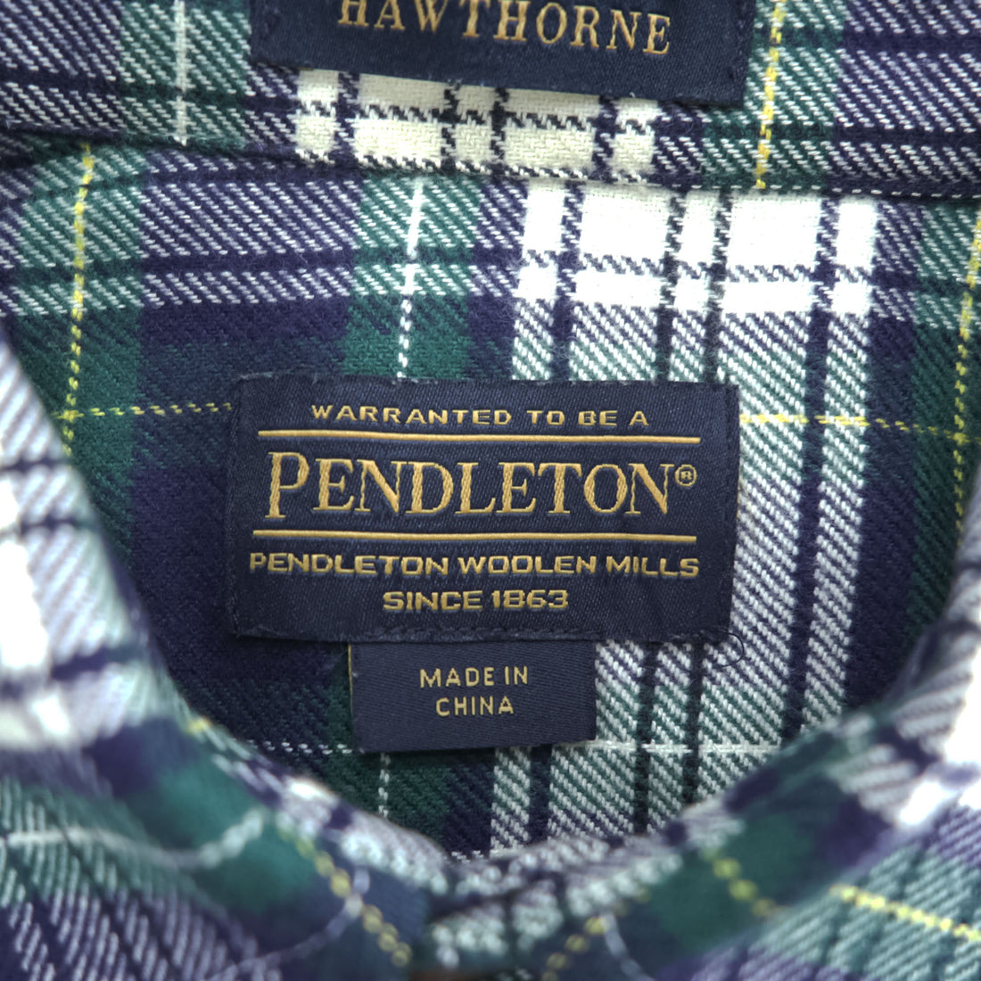 PENDLETON フランネル 長袖チェックシャツ M ネイビー HAWTHORNE エルボーパッチ CAMPBELL DRESS TARTAN