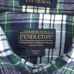 PENDLETON フランネル 長袖チェックシャツ M ネイビー HAWTHORNE エルボーパッチ CAMPBELL DRESS TARTAN