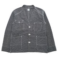 Sasquatchfabrix. 日本製 刺し子 ノーカラー ジャケット カバーオール L ネイビー ホワイト 16SS-JKL-006