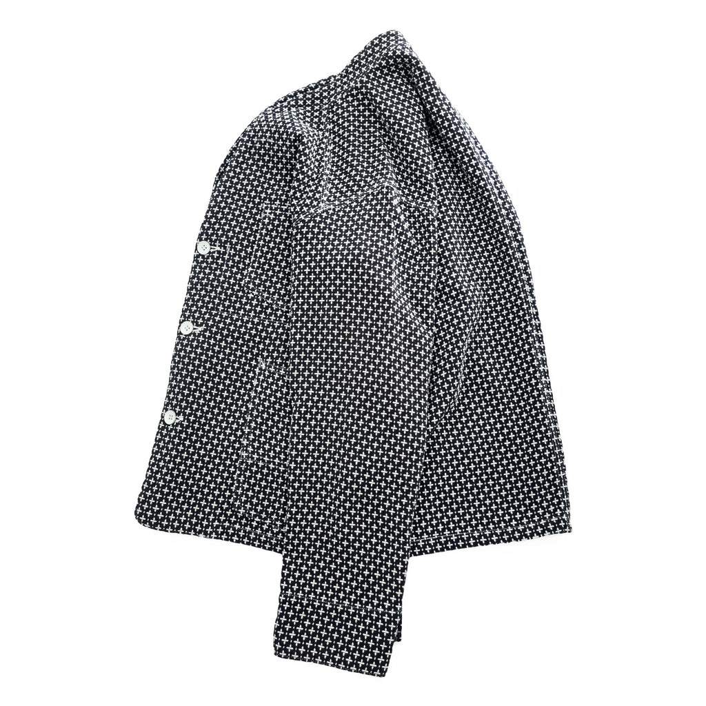 Sasquatchfabrix. 日本製 刺し子 ノーカラー ジャケット カバーオール L ネイビー ホワイト 16SS-JKL-006