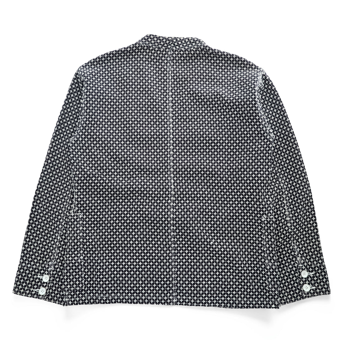Sasquatchfabrix. 日本製 刺し子 ノーカラー ジャケット カバーオール L ネイビー ホワイト 16SS-JKL-006