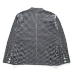 Sasquatchfabrix. 日本製 刺し子 ノーカラー ジャケット カバーオール L ネイビー ホワイト 16SS-JKL-006