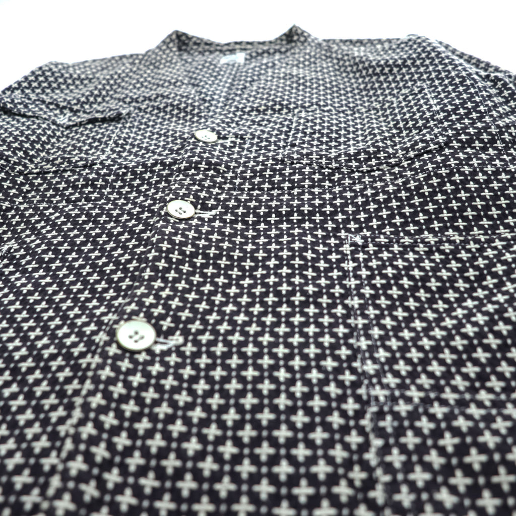 Sasquatchfabrix. 日本製 刺し子 ノーカラー ジャケット カバーオール L ネイビー ホワイト 16SS-JKL-006