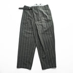 KHOKI 日本製 カシミヤ ワイドパンツ ラップパンツ スラックス M グレー ストライプ Wrap Trousers 22aw-p-05-gray