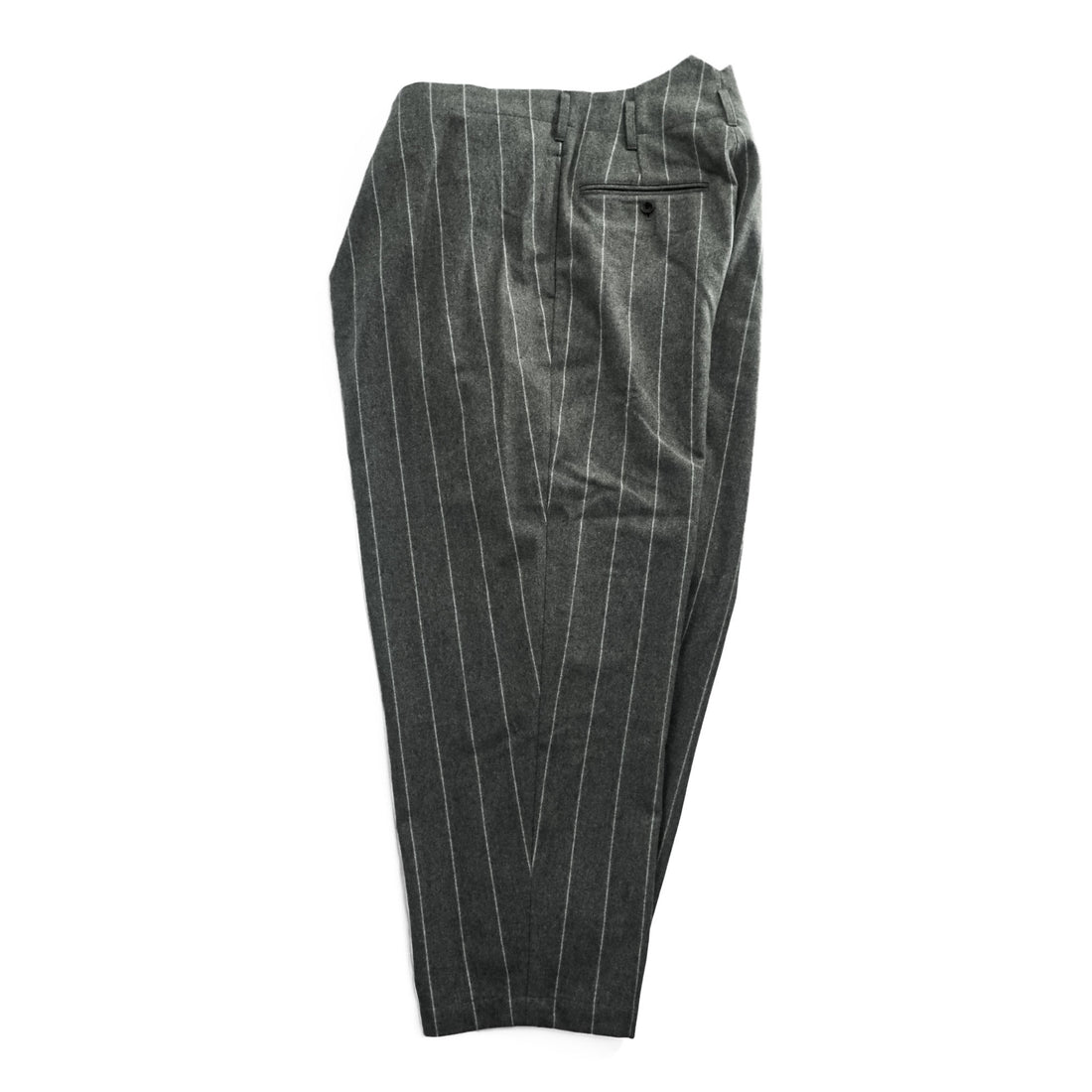 KHOKI 日本製 カシミヤ ワイドパンツ ラップパンツ スラックス M グレー ストライプ Wrap Trousers 22aw-p-05-gray