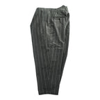 KHOKI 日本製 カシミヤ ワイドパンツ ラップパンツ スラックス M グレー ストライプ Wrap Trousers 22aw-p-05-gray