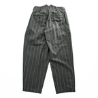 KHOKI 日本製 カシミヤ ワイドパンツ ラップパンツ スラックス M グレー ストライプ Wrap Trousers 22aw-p-05-gray