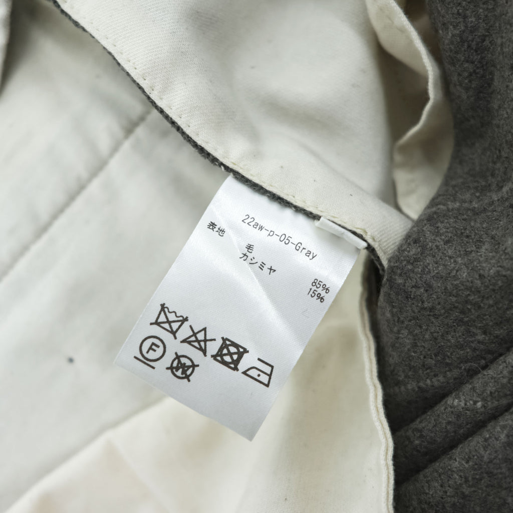KHOKI 日本製 カシミヤ ワイドパンツ ラップパンツ スラックス M グレー ストライプ Wrap Trousers 22aw-p-05-gray