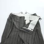 KHOKI 日本製 カシミヤ ワイドパンツ ラップパンツ スラックス M グレー ストライプ Wrap Trousers 22aw-p-05-gray