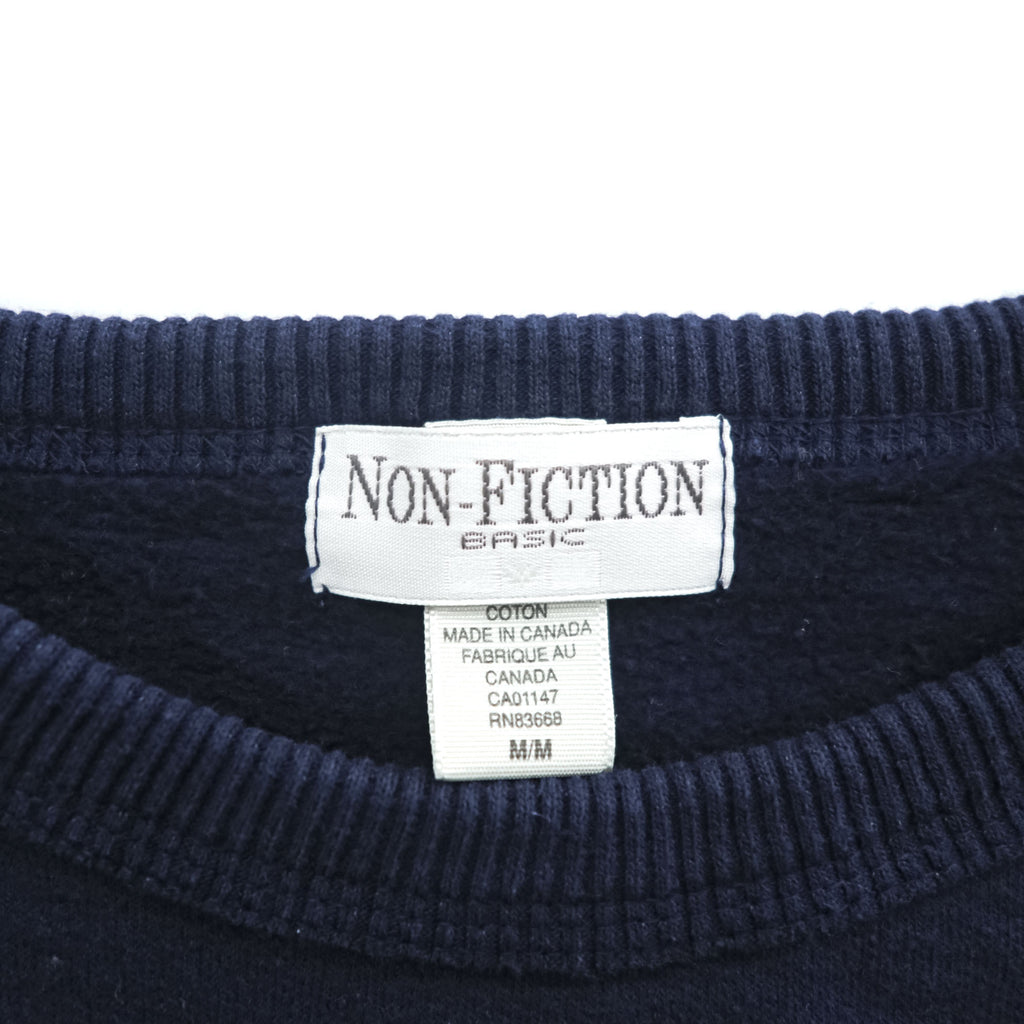 NON-FICTION 90年代 カナダ製 ヴィンテージ スウェット トレーナー M ネイビー 裏起毛 刺繍 アーチロゴ