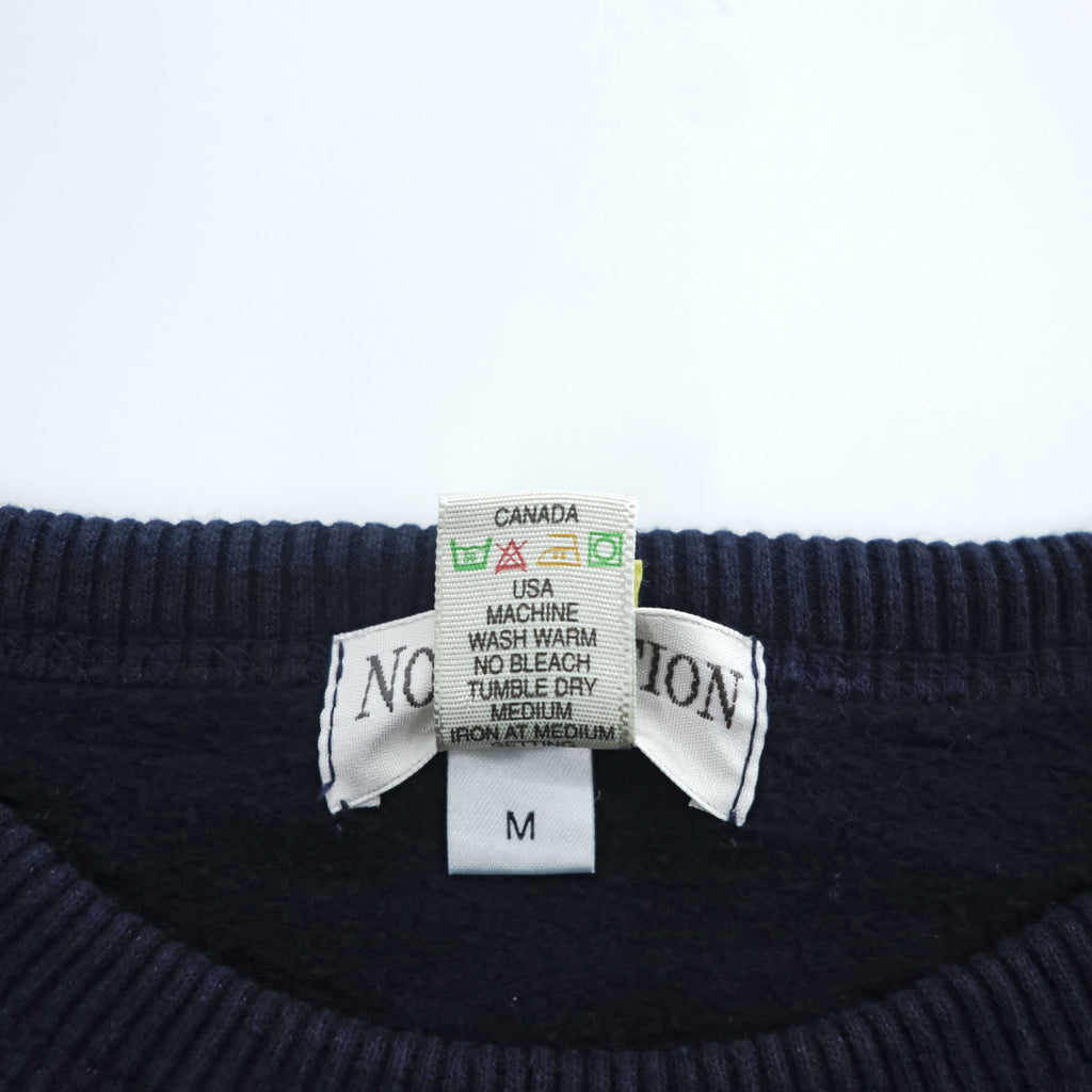 NON-FICTION 90年代 カナダ製 ヴィンテージ スウェット トレーナー M ネイビー 裏起毛 刺繍 アーチロゴ