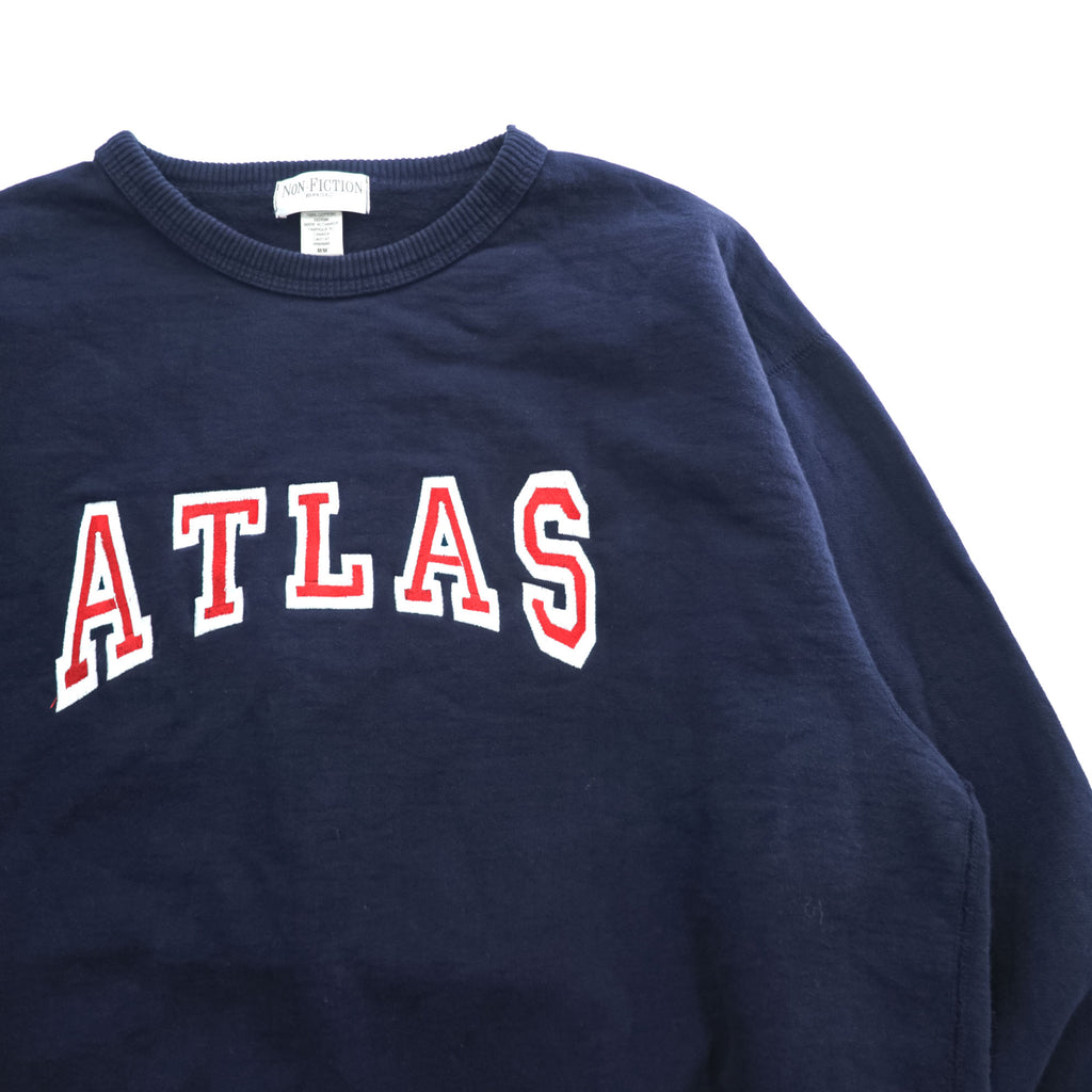 NON-FICTION 90年代 カナダ製 ヴィンテージ スウェット トレーナー M ネイビー 裏起毛 刺繍 アーチロゴ