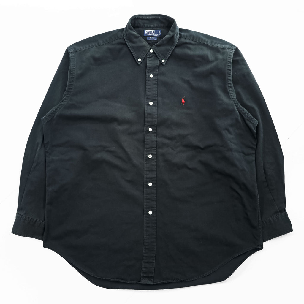 Polo Ralph Lauren 90年代 ヴィンテージ  BLAKE 長袖 ボタンダウンシャツ XL ブラック スモールポニー ロゴ 刺繍 ビッグサイズ
