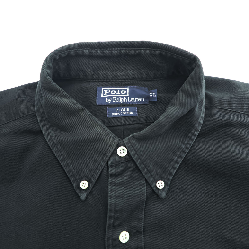Polo Ralph Lauren 90年代 ヴィンテージ  BLAKE 長袖 ボタンダウンシャツ XL ブラック スモールポニー ロゴ 刺繍 ビッグサイズ