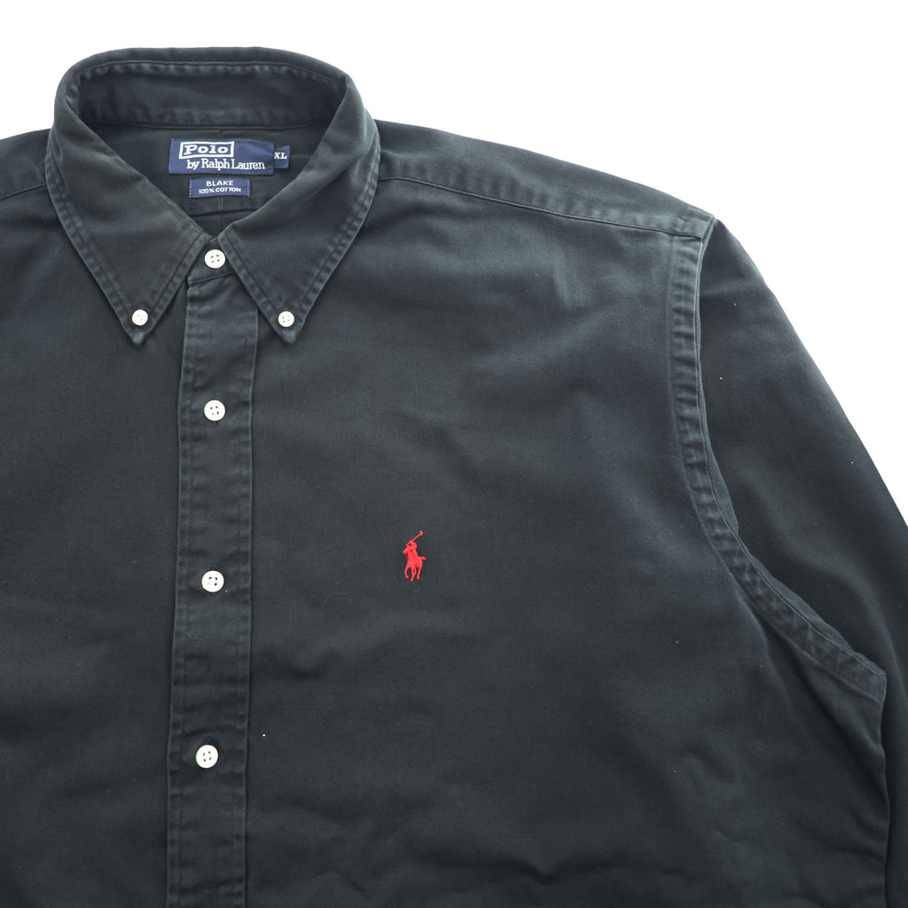 Polo Ralph Lauren 90年代 ヴィンテージ  BLAKE 長袖 ボタンダウンシャツ XL ブラック スモールポニー ロゴ 刺繍 ビッグサイズ