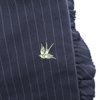 RHODOLIRION (NEPENTHES) フリルサイド ストライプパンツ Frill Side Stripe Pants スラックス イージーパンツ ネイビー ギャバジン NQ974