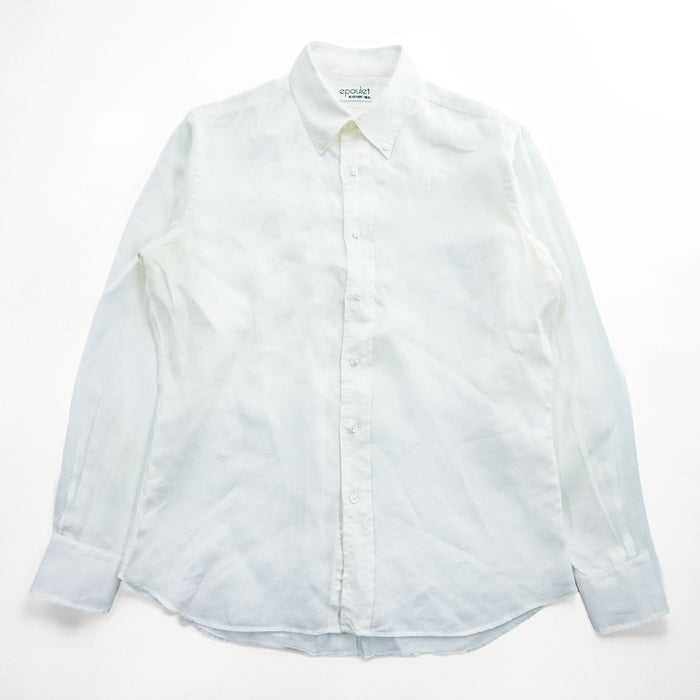 INDIVIDUALIZED SHIRTS リネン 長袖 ボタンダウンシャツ L ホワイト USA製 epaulet別注