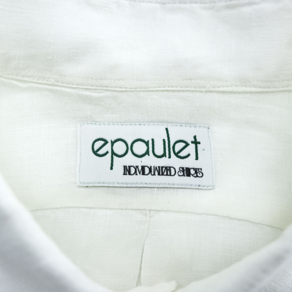 INDIVIDUALIZED SHIRTS リネン 長袖 ボタンダウンシャツ L ホワイト USA製 epaulet別注