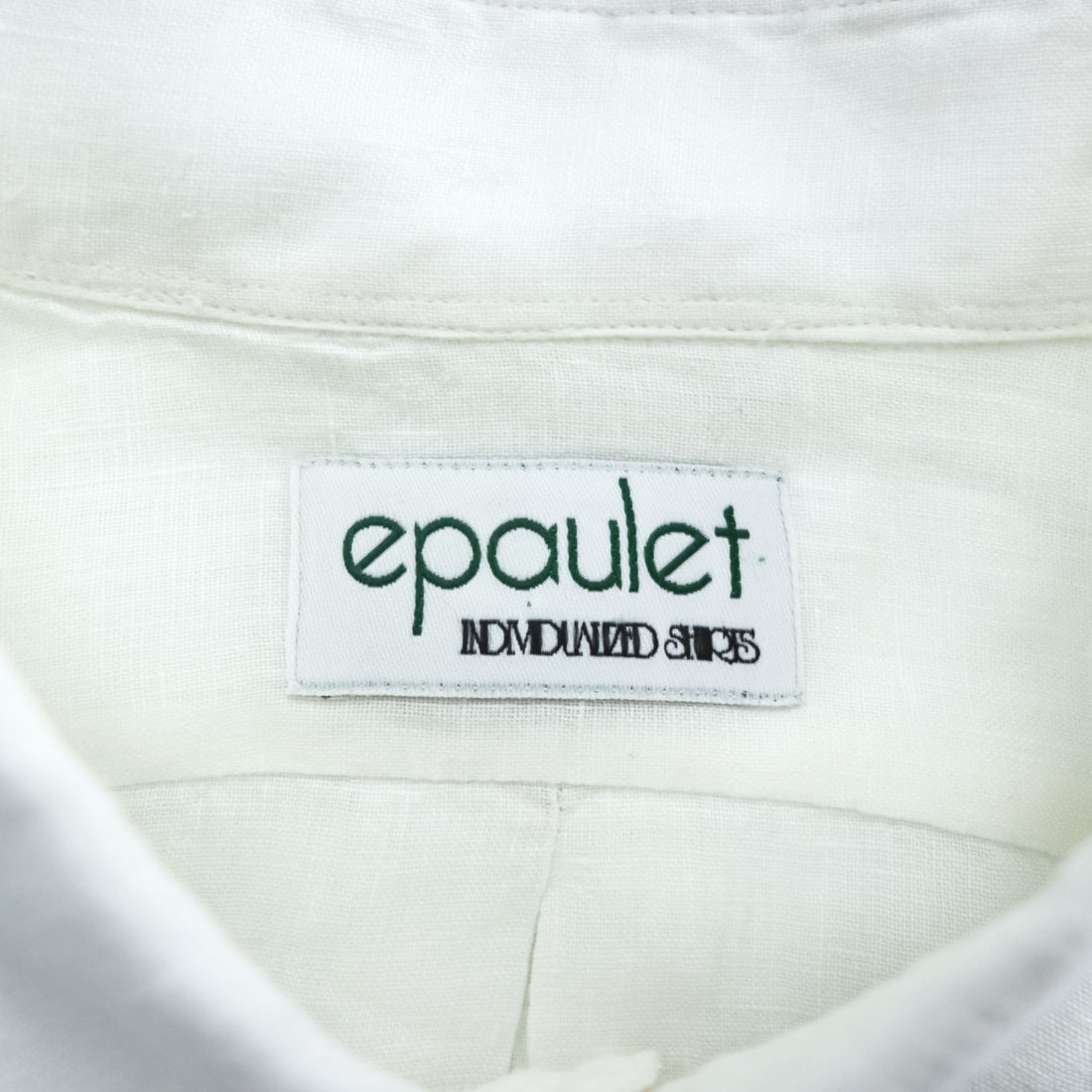INDIVIDUALIZED SHIRTS リネン 長袖 ボタンダウンシャツ L ホワイト USA製 epaulet別注