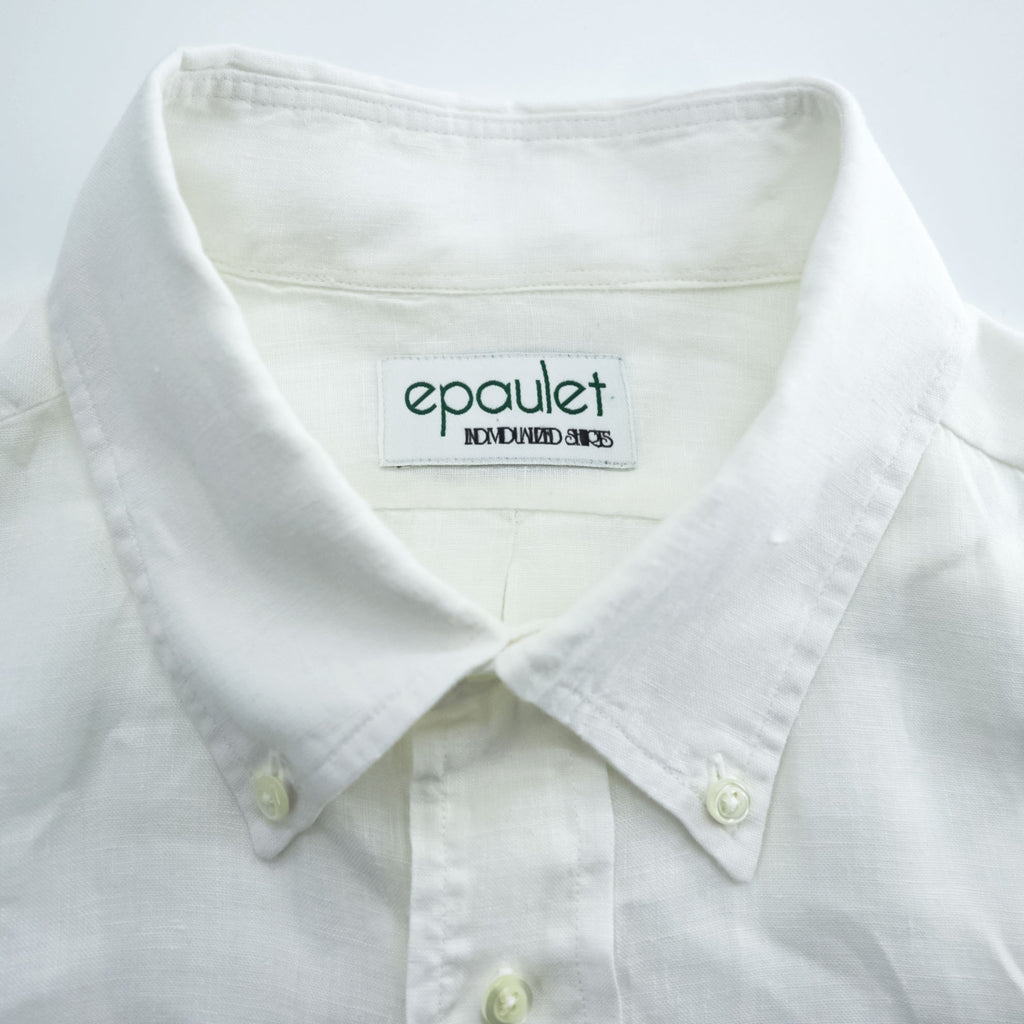 INDIVIDUALIZED SHIRTS リネン 長袖 ボタンダウンシャツ L ホワイト USA製 epaulet別注