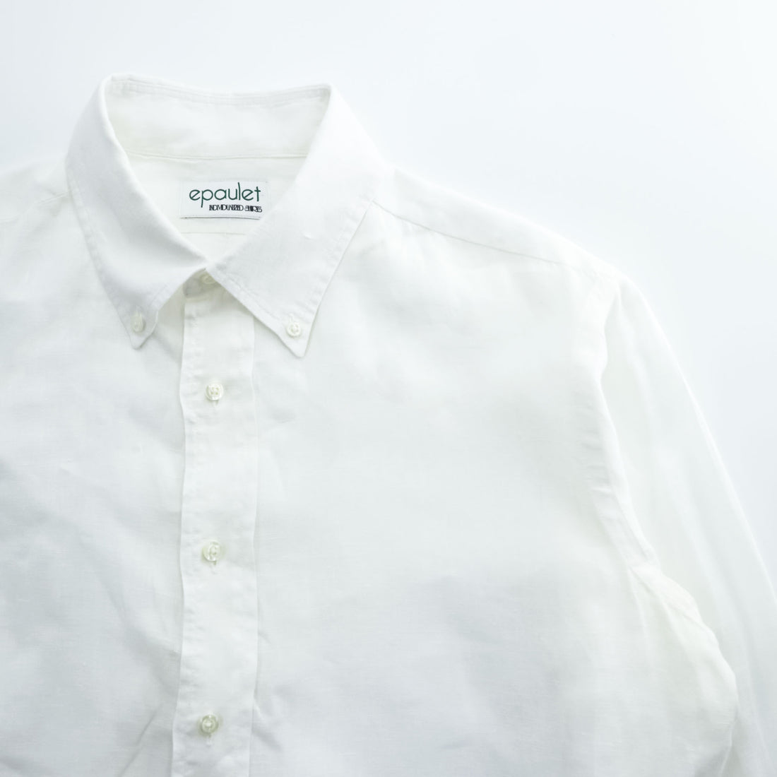 INDIVIDUALIZED SHIRTS リネン 長袖 ボタンダウンシャツ L ホワイト USA製 epaulet別注