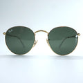 Ray-Ban RB3447 Round Metal 001 Gold Frame Green Lens Sunglasses 50-21 145 Unisex