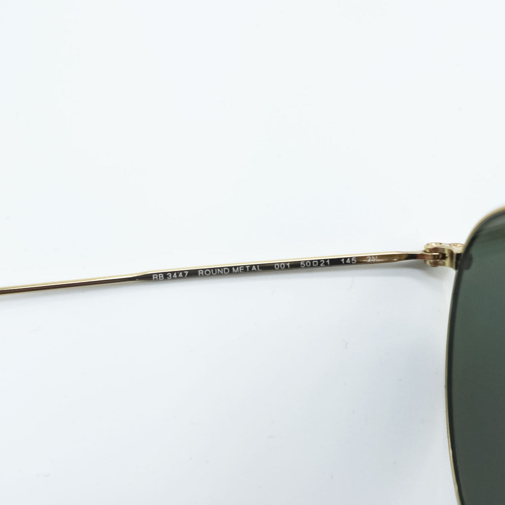 Ray-Ban RB3447 Round Metal 001 Gold Frame Green Lens Sunglasses 50-21 145 Unisex
