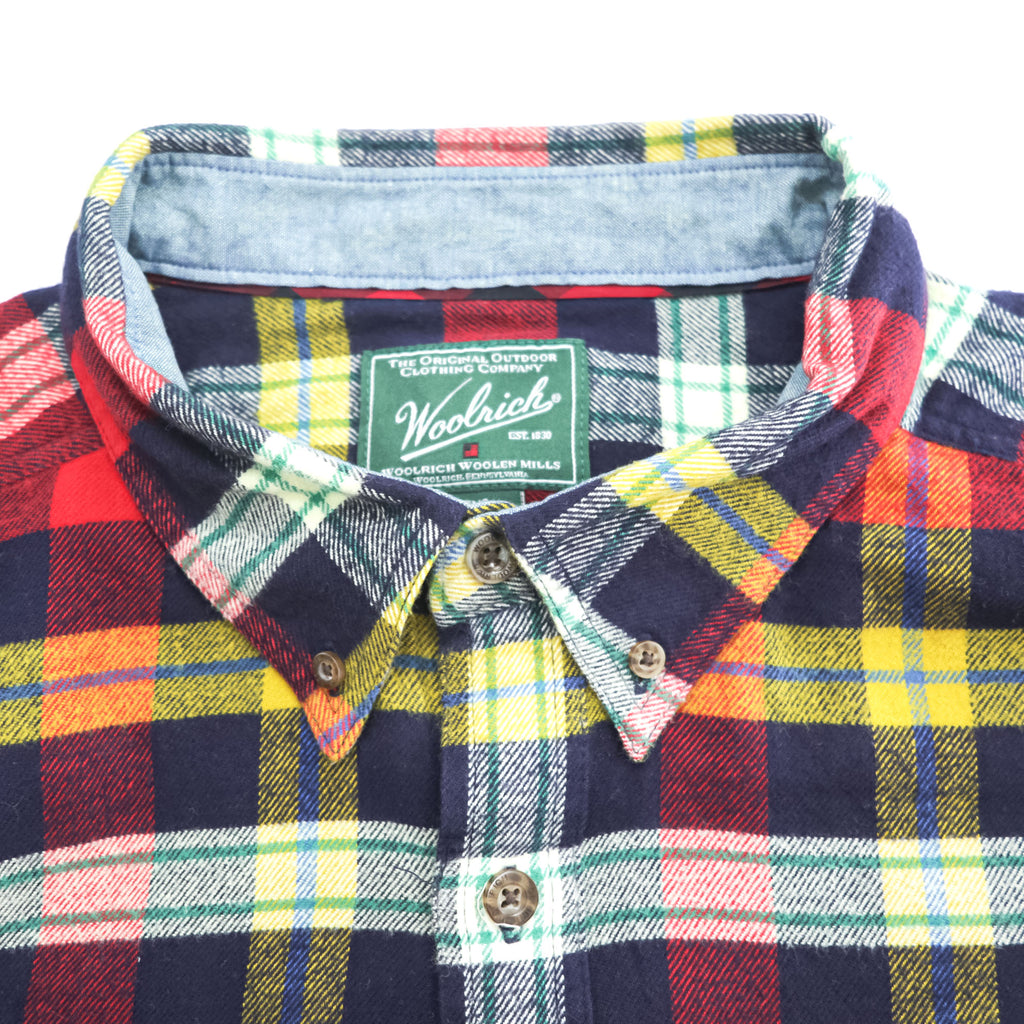 Woolrich フランネル 長袖 チェックシャツ XL イエロー レッド ネイビー 胸ポケット ボタンダウン 6280