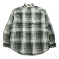 Eddie Bauer 90年代 ヴィンテージ フランネル 長袖チェックシャツ XL カーキ ベージュ Bainbridge Plaid LEGEND