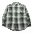 Eddie Bauer 90年代 ヴィンテージ フランネル 長袖チェックシャツ XL カーキ ベージュ Bainbridge Plaid LEGEND