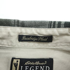 Eddie Bauer 90年代 ヴィンテージ フランネル 長袖チェックシャツ XL カーキ ベージュ Bainbridge Plaid LEGEND