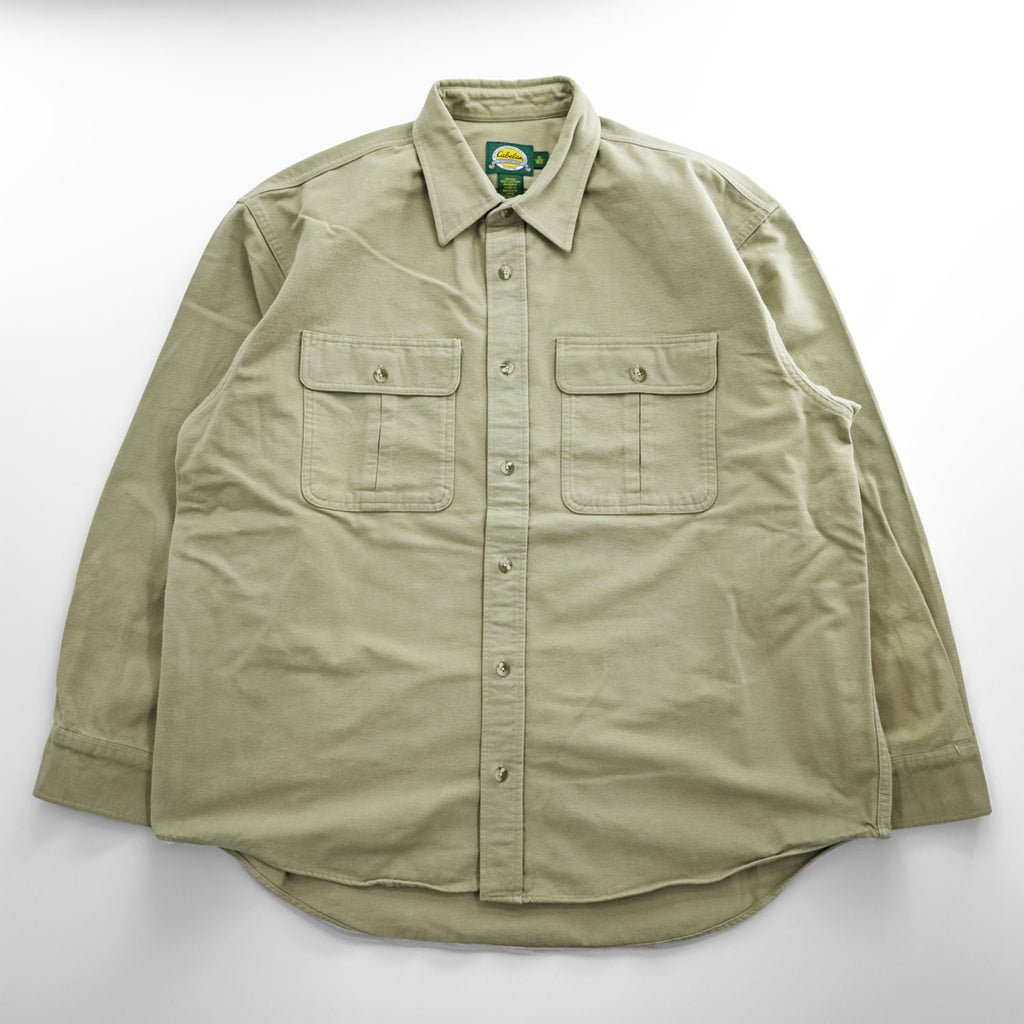 Cabela's 90年代 ヴィンテージ モールスキン 長袖ワークシャツ XL ベージュ 胸ポケット ブルガリア製