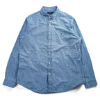 Ralph Lauren シャンブレー 長袖 ボタンダウンシャツ XL インディゴ CLASSIC FIT スモールポニー ロゴ 刺繍