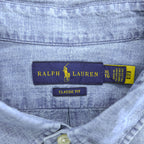 Ralph Lauren シャンブレー 長袖 ボタンダウンシャツ XL インディゴ CLASSIC FIT スモールポニー ロゴ 刺繍