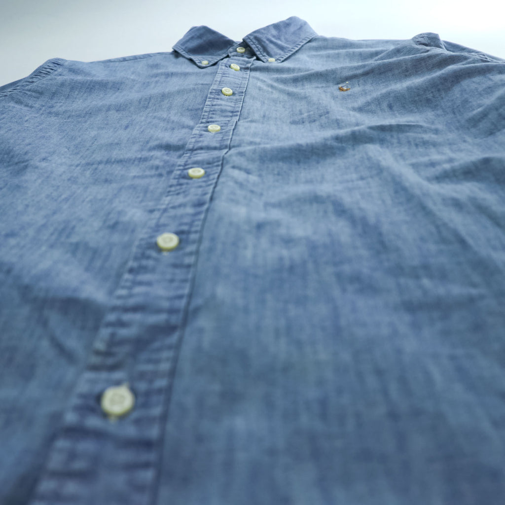 Ralph Lauren シャンブレー 長袖 ボタンダウンシャツ XL インディゴ CLASSIC FIT スモールポニー ロゴ 刺繍