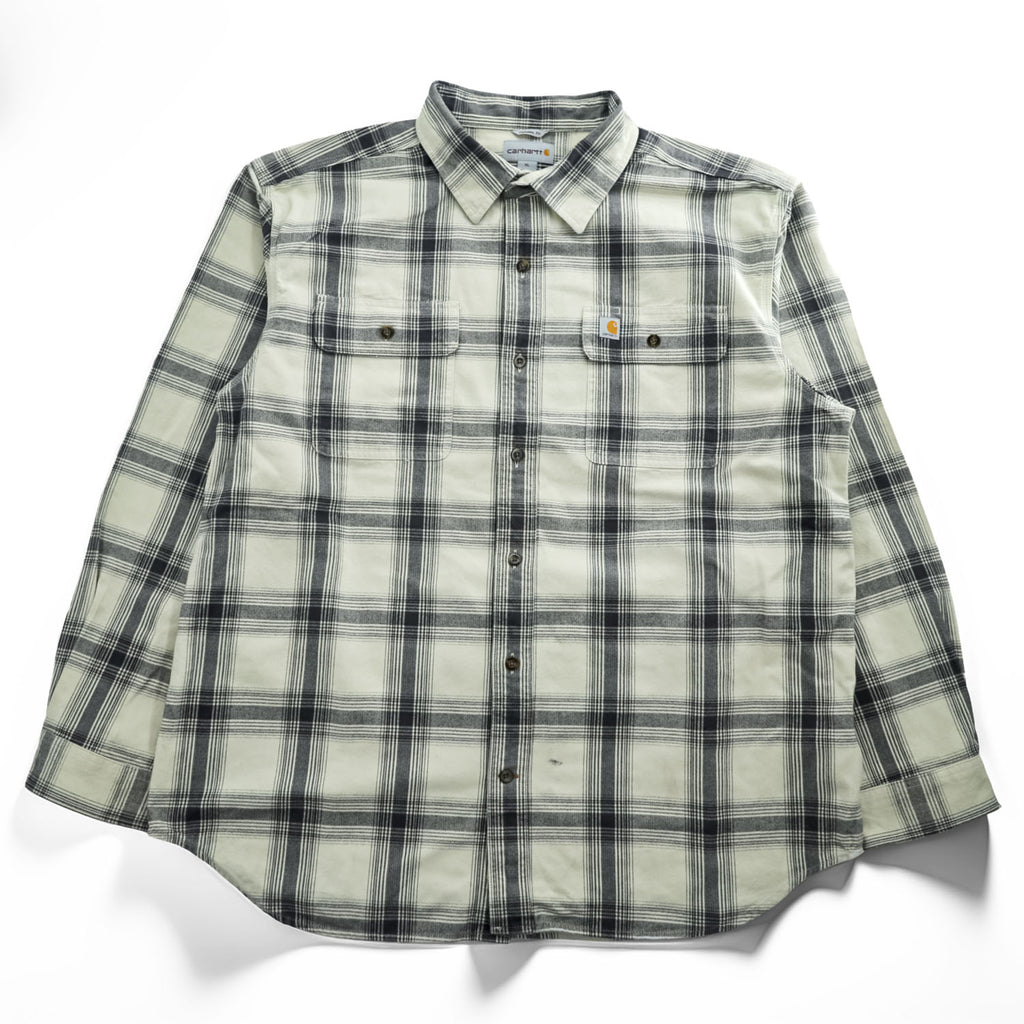 carhartt フランネル 長袖チェックシャツ XL グレー ホワイト ORIGINAL FIT ビッグサイズ 104451