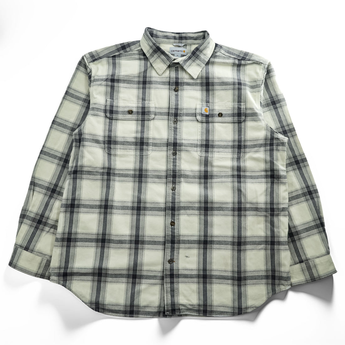 Carhartt Flannel Long-Sleeve Shirt, Size XL, Gray, White, Checked, Big Size, Original Fit, 104451
