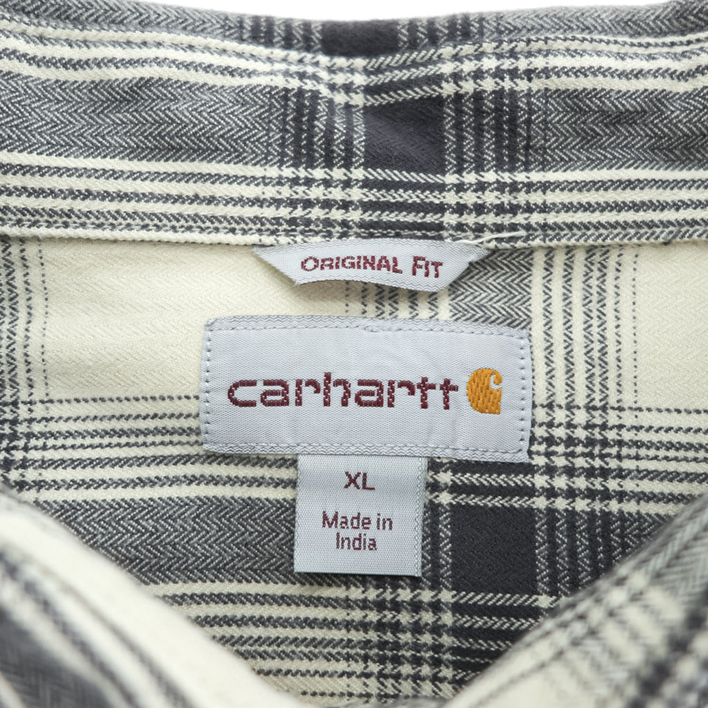 carhartt フランネル 長袖チェックシャツ XL グレー ホワイト ORIGINAL FIT ビッグサイズ 104451