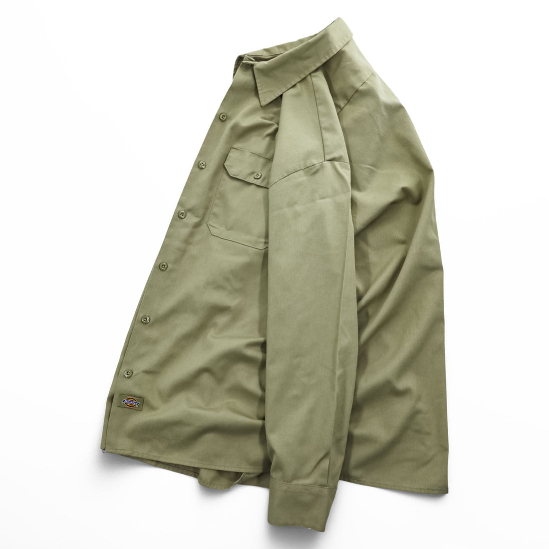 Dickies 長袖 ワークシャツ L ベージュ 胸ポケット ボックスシルエット WL574KH