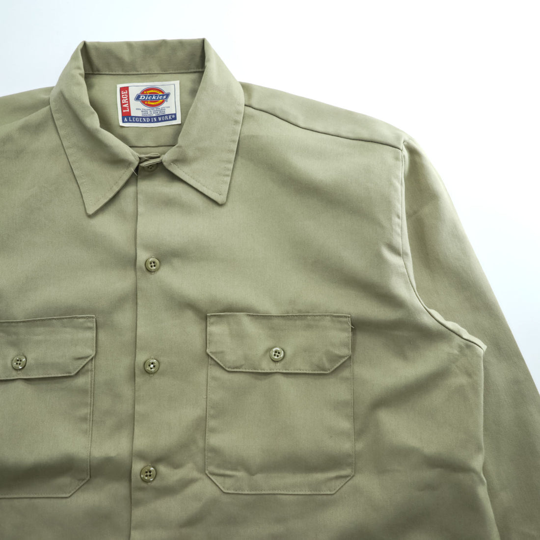 Dickies 長袖 ワークシャツ L ベージュ 胸ポケット ボックスシルエット WL574KH