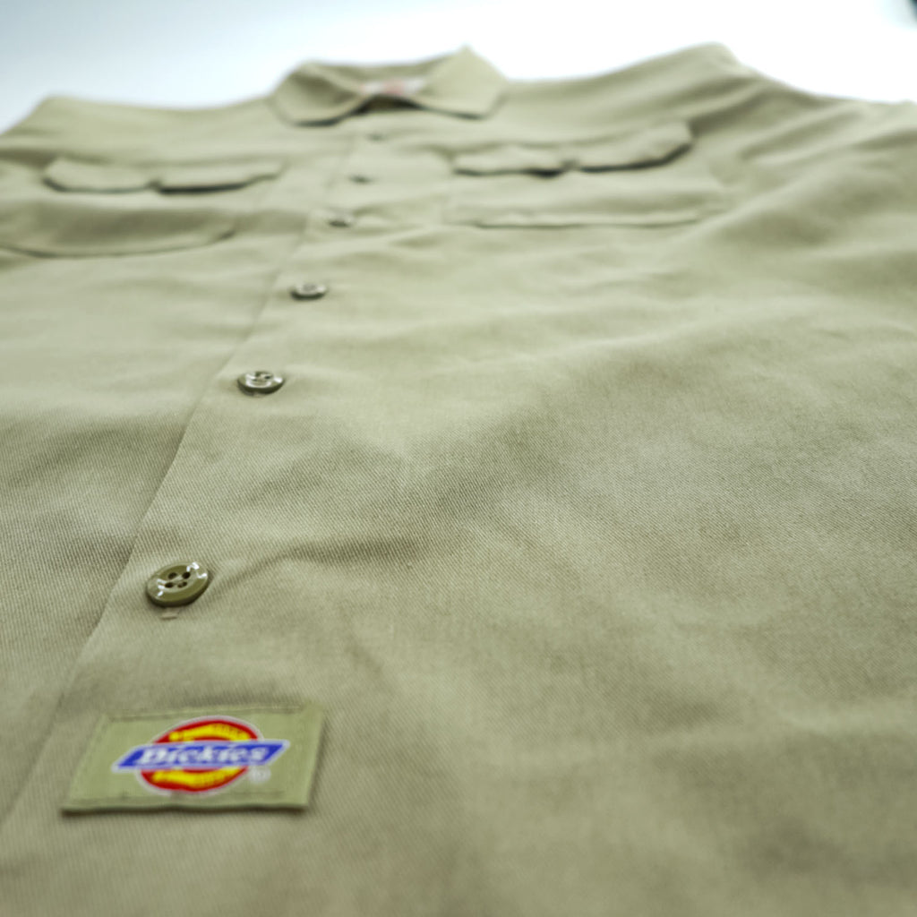 Dickies 長袖 ワークシャツ L ベージュ 胸ポケット ボックスシルエット WL574KH