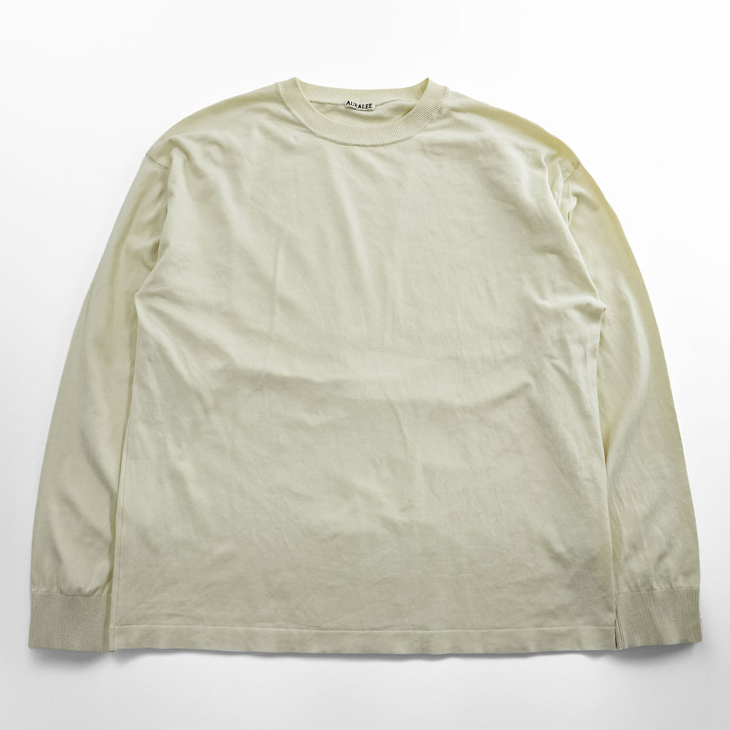 AURALEE 日本製 コットンニット SUPER HARD TWIST KNIT P/O ロングスリーブ カットソー M ホワイト A7SP01HT