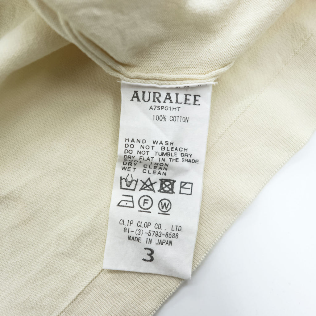 AURALEE 日本製 コットンニット SUPER HARD TWIST KNIT P/O ロングスリーブ カットソー M ホワイト A7SP01HT